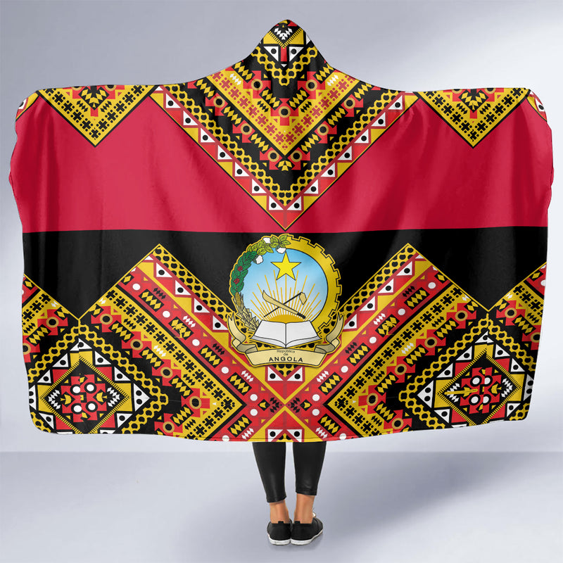 Angola Independence Day Zip Hoodie with Coat of Arms and Samakaka Pattern LT01