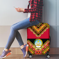 Angola Independence Day Luggage Cover Coat Of Arms Samakaka Pattern - Wonder Print Shop