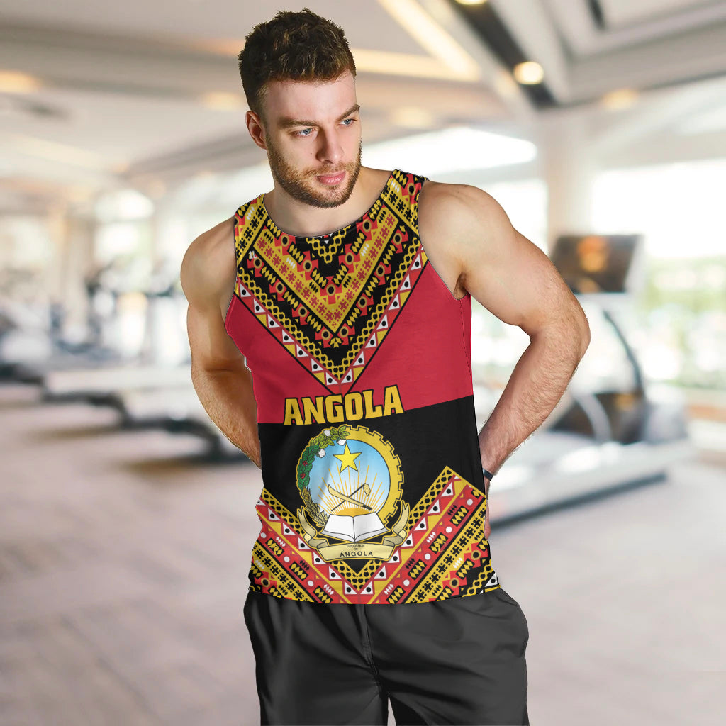 Angola Independence Day Men Tank Top Coat Of Arms Samakaka Pattern - Wonder Print Shop