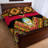 Angola Independence Day Quilt Bed Set Coat Of Arms Samakaka Pattern - Wonder Print Shop