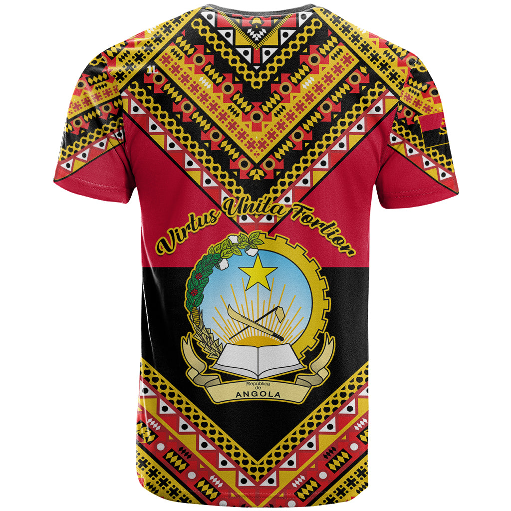 Angola Independence Day T Shirt Coat Of Arms Samakaka Pattern - Wonder Print Shop