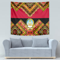 Angola Independence Day Tapestry Coat Of Arms Samakaka Pattern - Wonder Print Shop