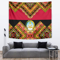 Angola Independence Day Tapestry Coat Of Arms Samakaka Pattern - Wonder Print Shop