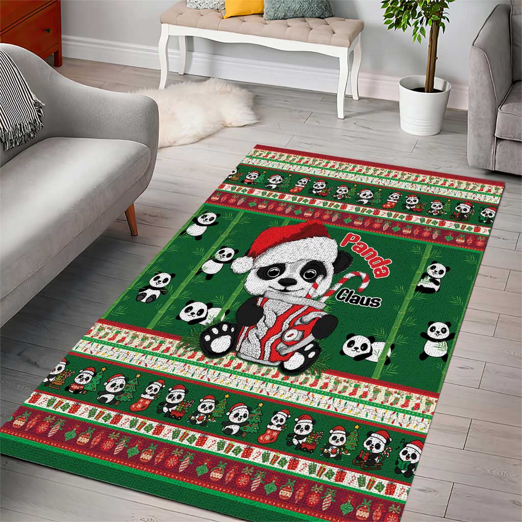 Cute Panda Claus Christmas Area Rug Panda Santa Claus - Wonder Print Shop