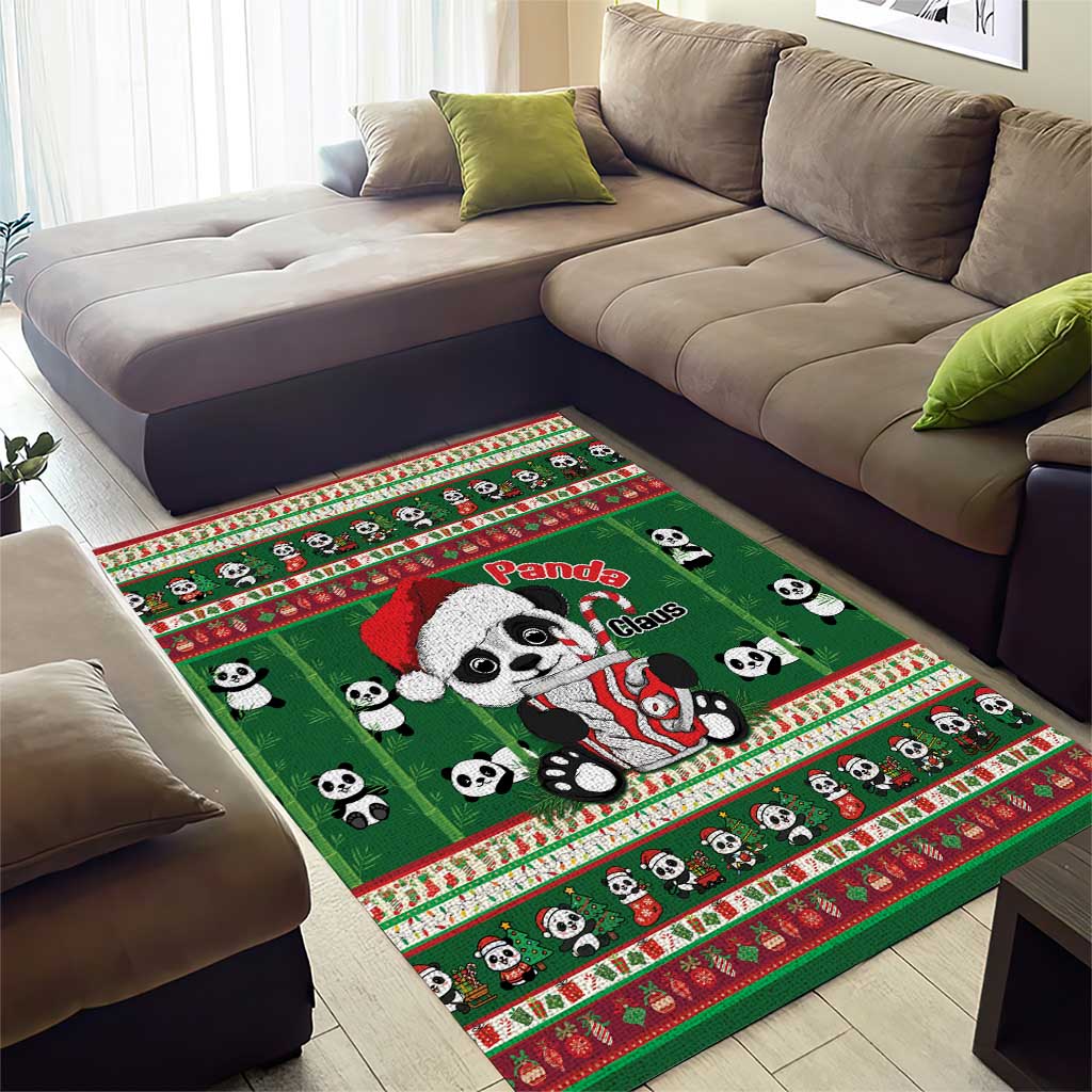 Cute Panda Claus Christmas Area Rug Panda Santa Claus - Wonder Print Shop