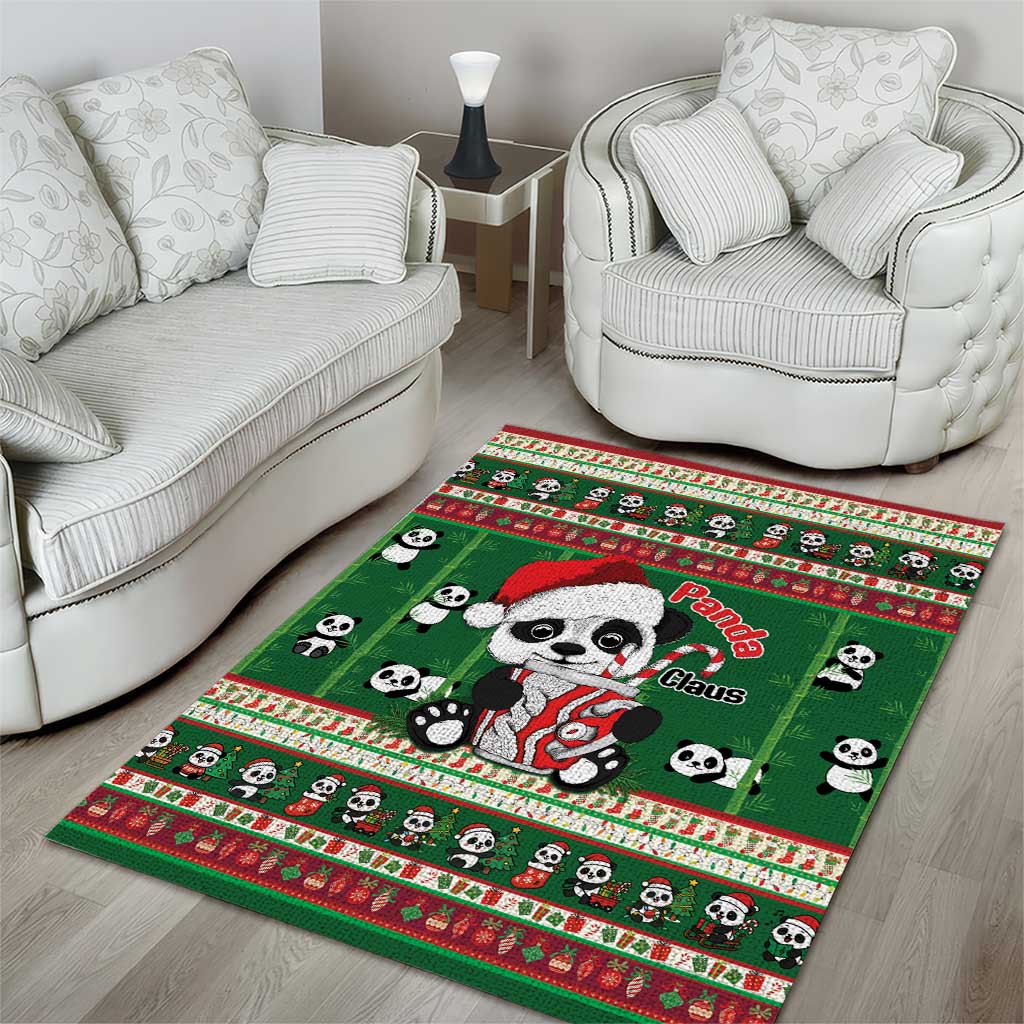 Cute Panda Claus Christmas Area Rug Panda Santa Claus - Wonder Print Shop