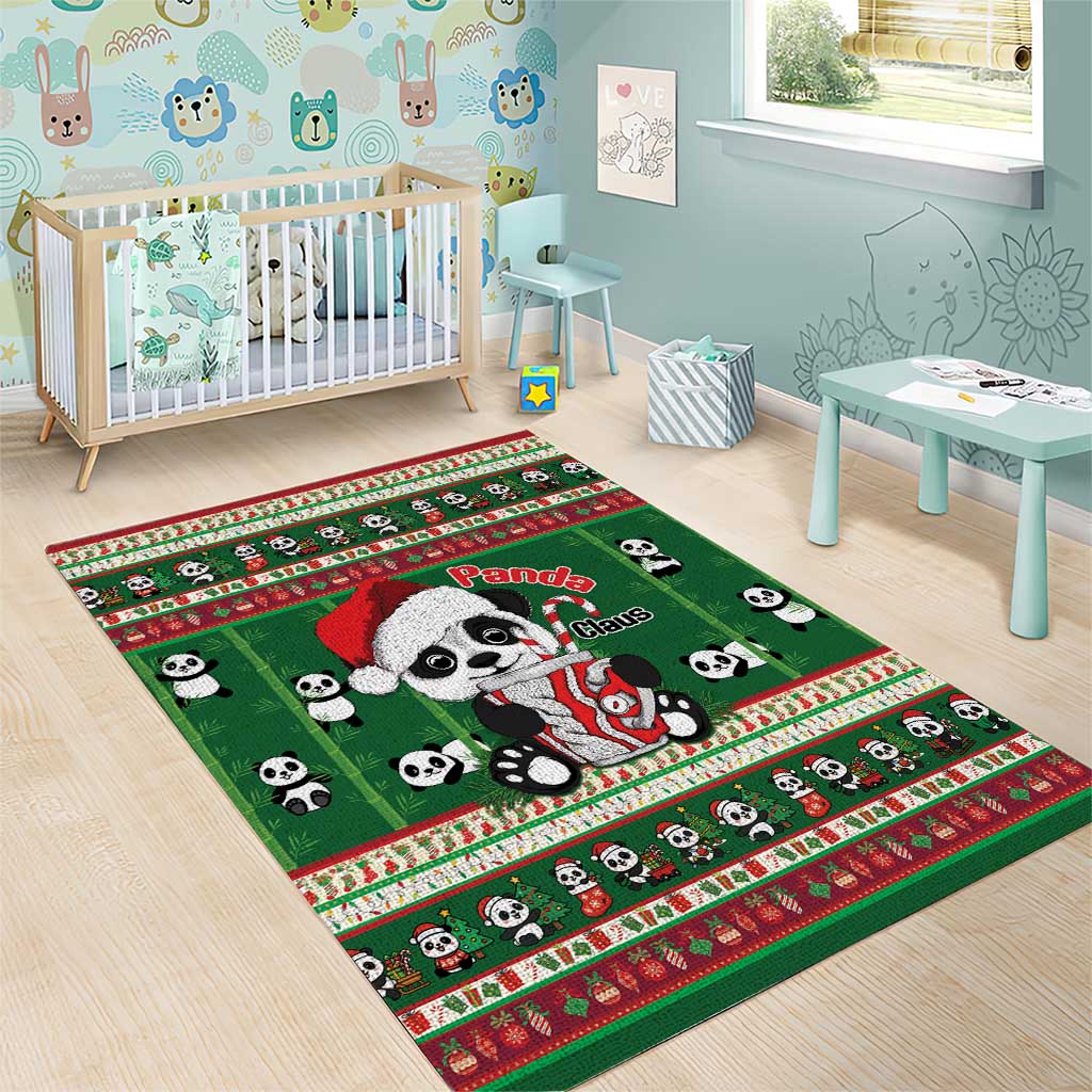 Cute Panda Claus Christmas Area Rug Panda Santa Claus - Wonder Print Shop