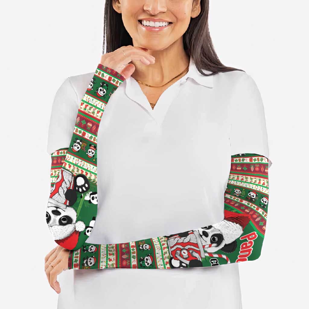 Cute Panda Claus Christmas Arm Sleeves Panda Santa Claus - Wonder Print Shop