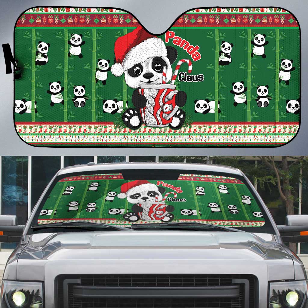Cute Panda Claus Christmas Auto Sun Shade Panda Santa Claus - Wonder Print Shop