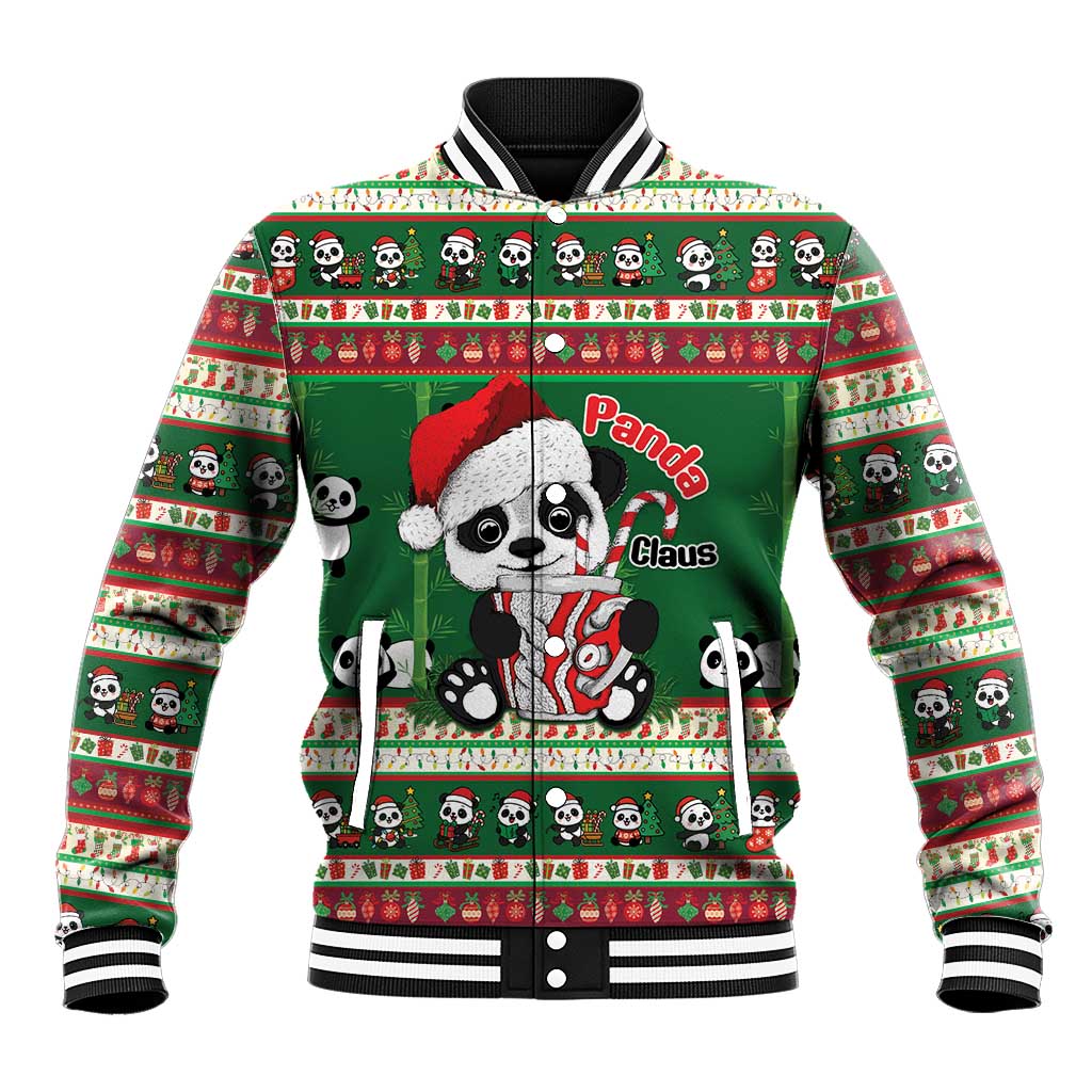 Cute Panda Claus Christmas Baseball Jacket Panda Santa Claus - Wonder Print Shop