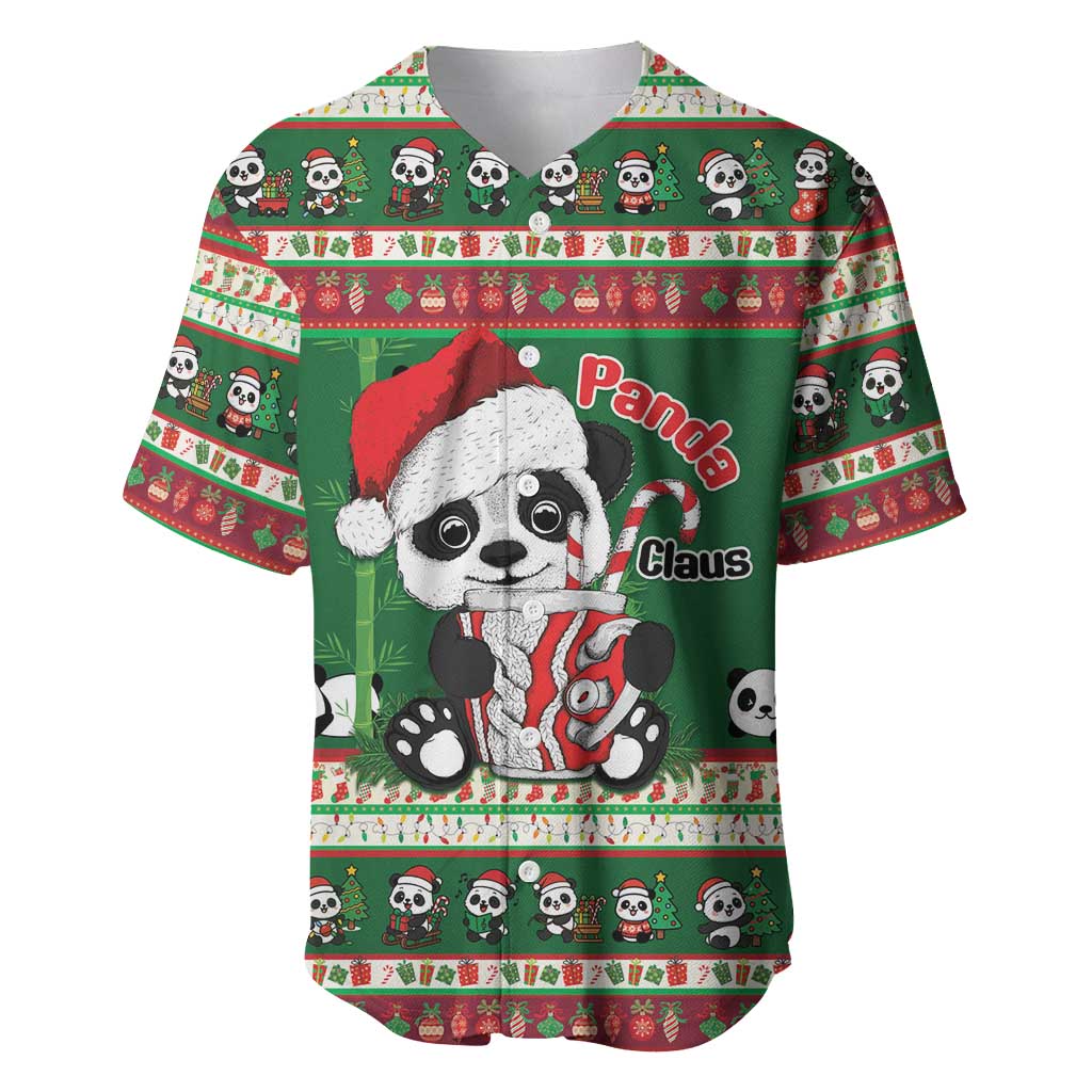 Cute Panda Claus Christmas Baseball Jersey Panda Santa Claus - Wonder Print Shop