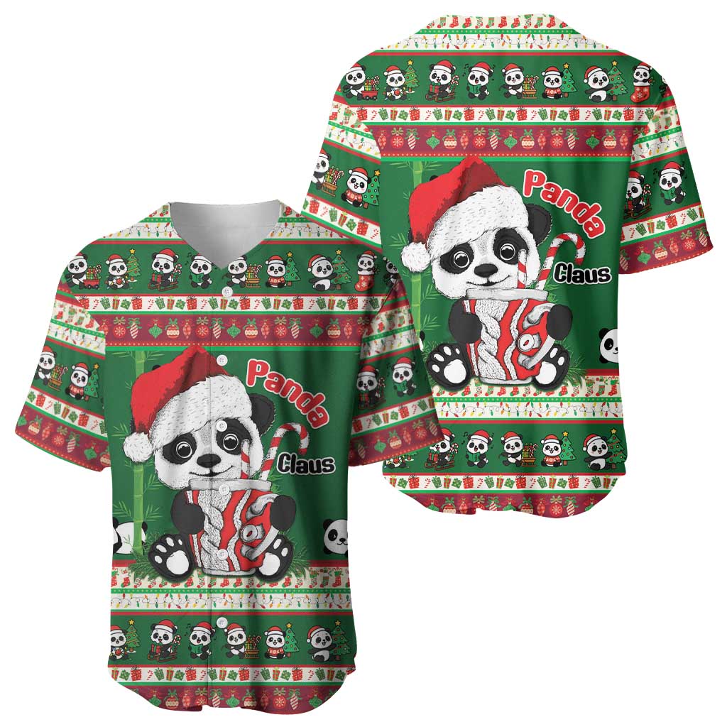 Cute Panda Claus Christmas Baseball Jersey Panda Santa Claus - Wonder Print Shop