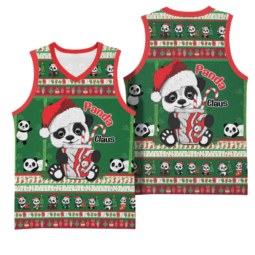 Cute Panda Claus Christmas Basketball Jersey Panda Santa Claus - Wonder Print Shop