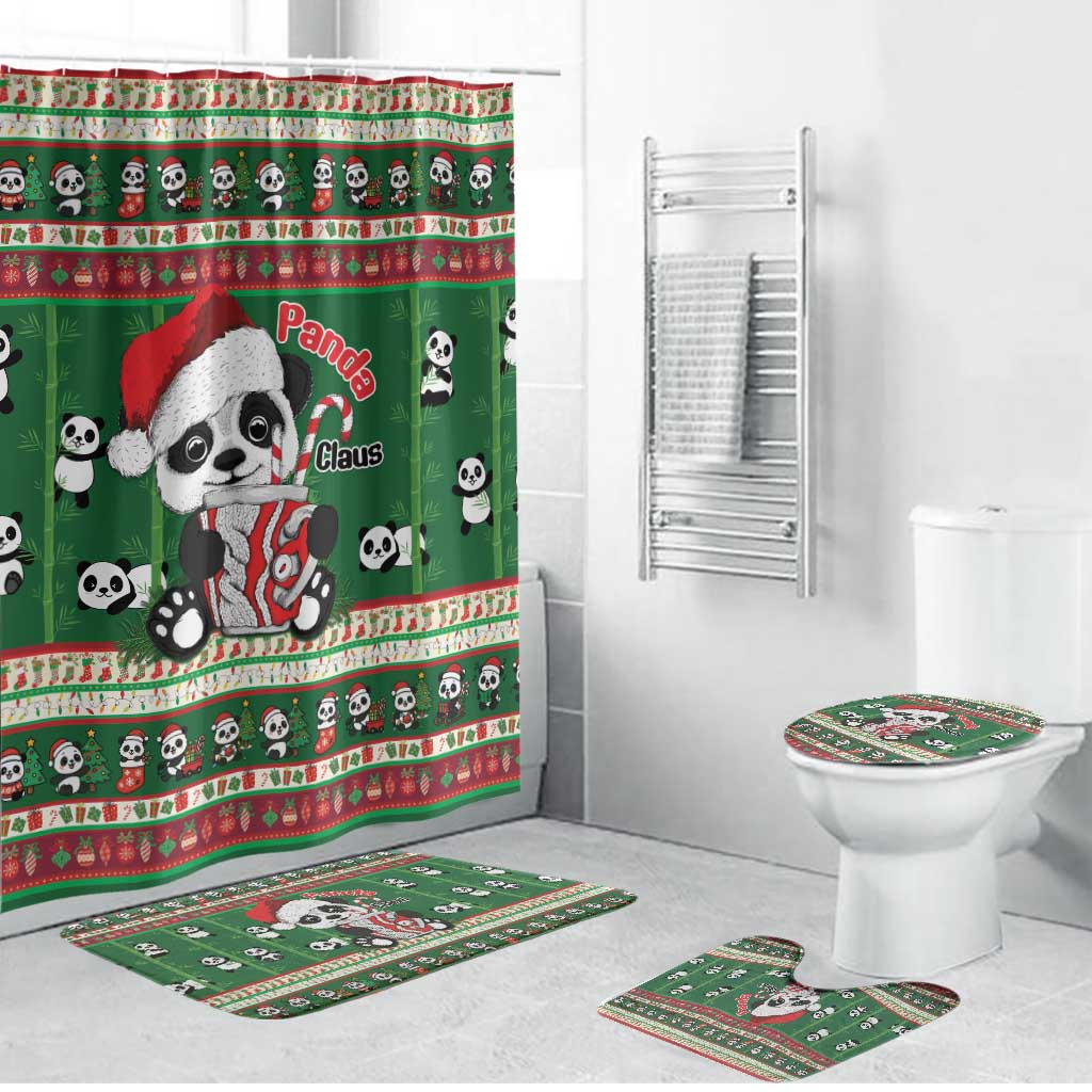 Cute Panda Claus Christmas Bathroom Set Panda Santa Claus - Wonder Print Shop