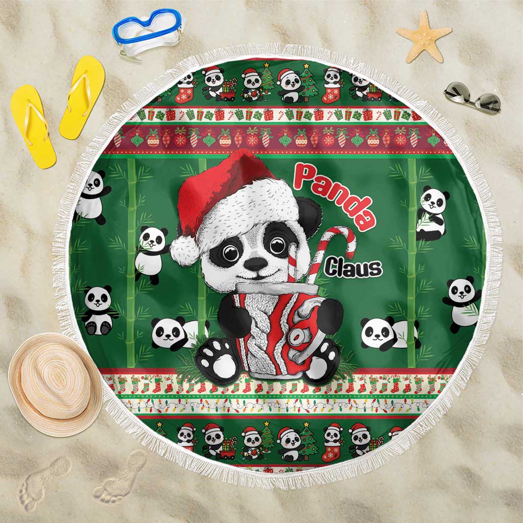 Cute Panda Claus Christmas Beach Blanket Panda Santa Claus - Wonder Print Shop