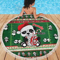 Cute Panda Claus Christmas Beach Blanket Panda Santa Claus - Wonder Print Shop