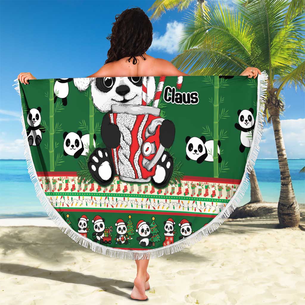 Cute Panda Claus Christmas Beach Blanket Panda Santa Claus - Wonder Print Shop