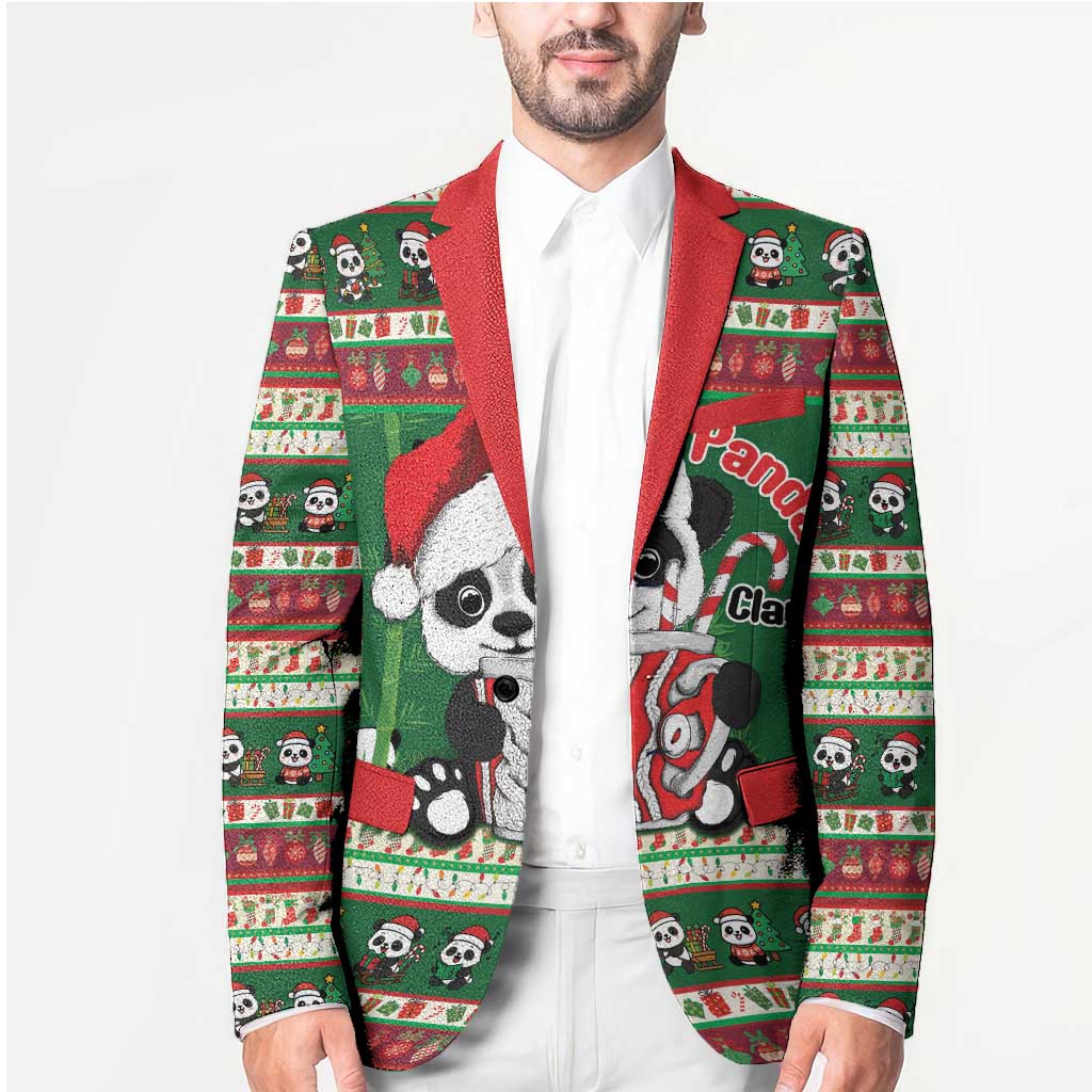 Cute Panda Claus Christmas Blazer Panda Santa Claus - Wonder Print Shop