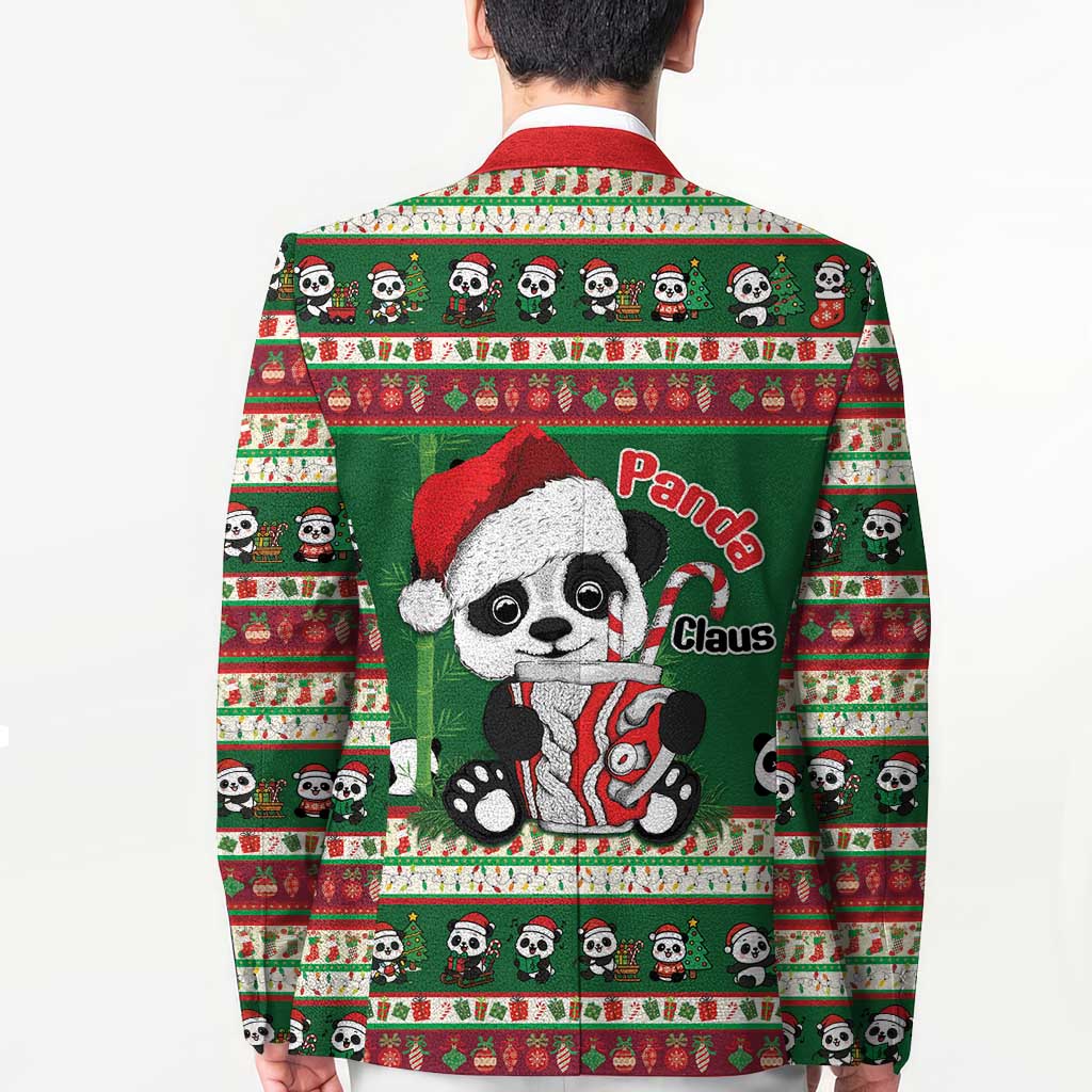 Cute Panda Claus Christmas Blazer Panda Santa Claus - Wonder Print Shop