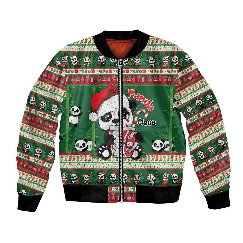 Cute Panda Claus Christmas Bomber Jacket Panda Santa Claus - Wonder Print Shop
