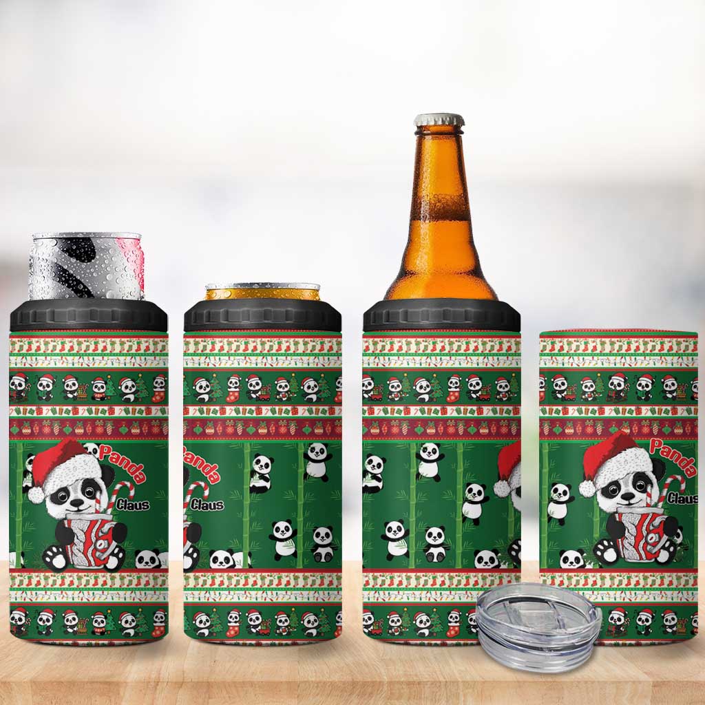 Cute Panda Claus Christmas 4 in 1 Can Cooler Tumbler Panda Santa Claus - Wonder Print Shop