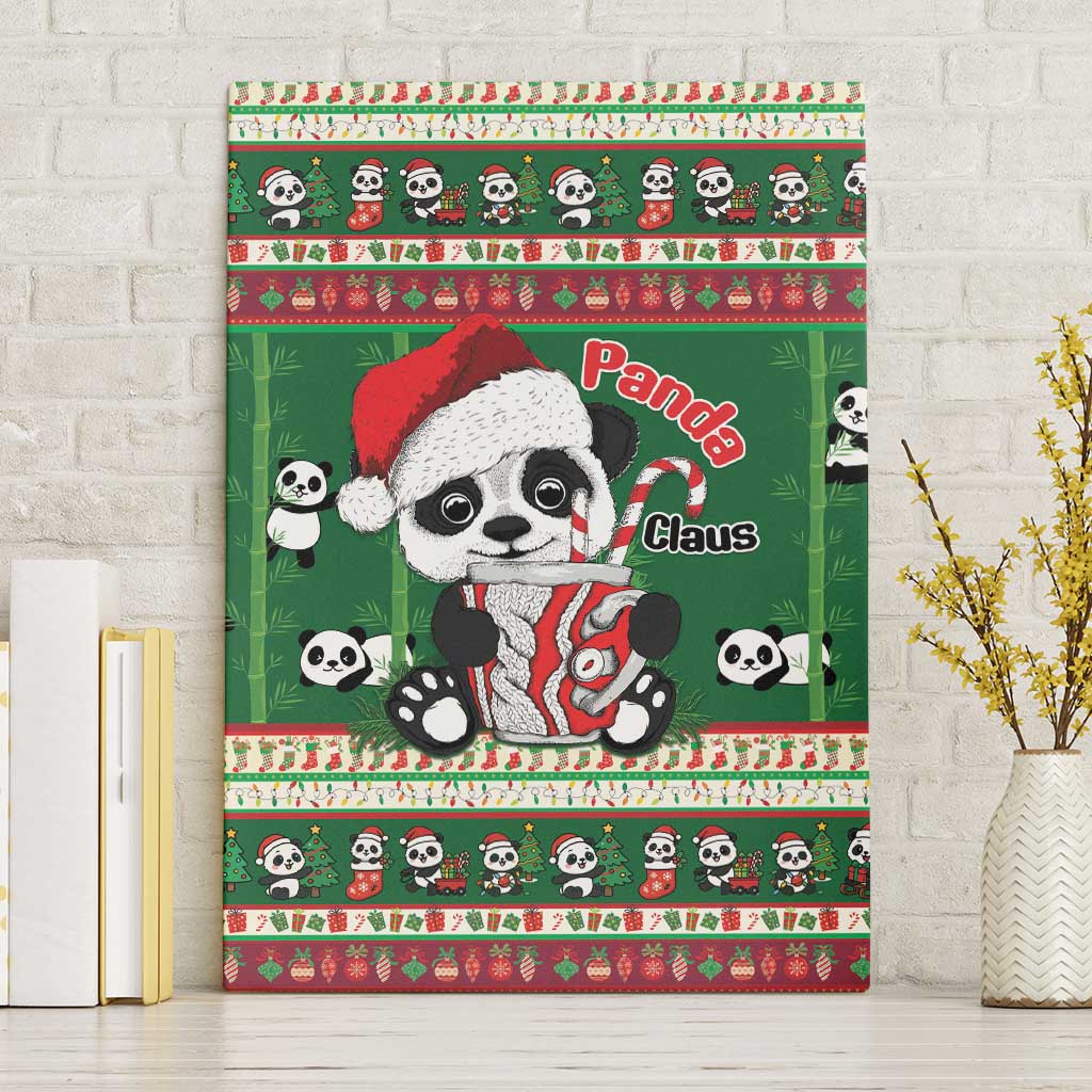 Cute Panda Claus Christmas Canvas Wall Art Panda Santa Claus - Wonder Print Shop