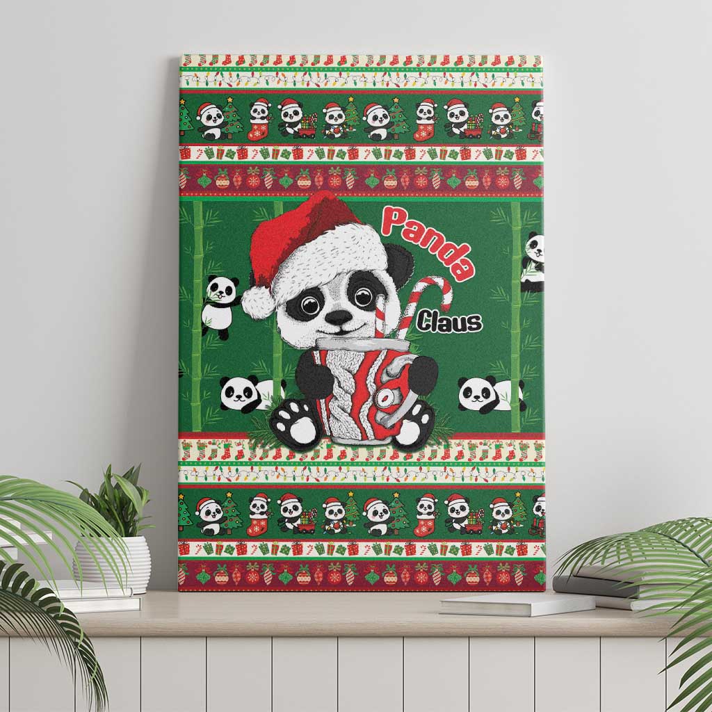Cute Panda Claus Christmas Canvas Wall Art Panda Santa Claus - Wonder Print Shop
