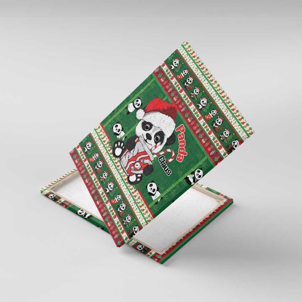 Cute Panda Claus Christmas Canvas Wall Art Panda Santa Claus - Wonder Print Shop