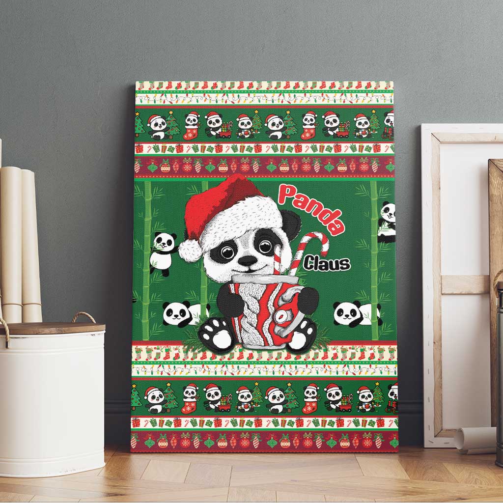 Cute Panda Claus Christmas Canvas Wall Art Panda Santa Claus - Wonder Print Shop