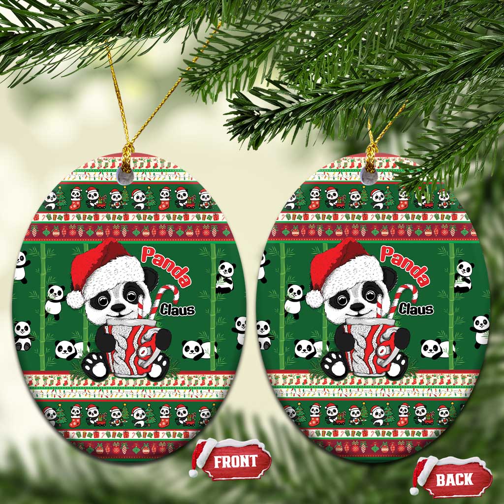 Cute Panda Claus Christmas Ceramic Ornament Panda Santa Claus - Wonder Print Shop