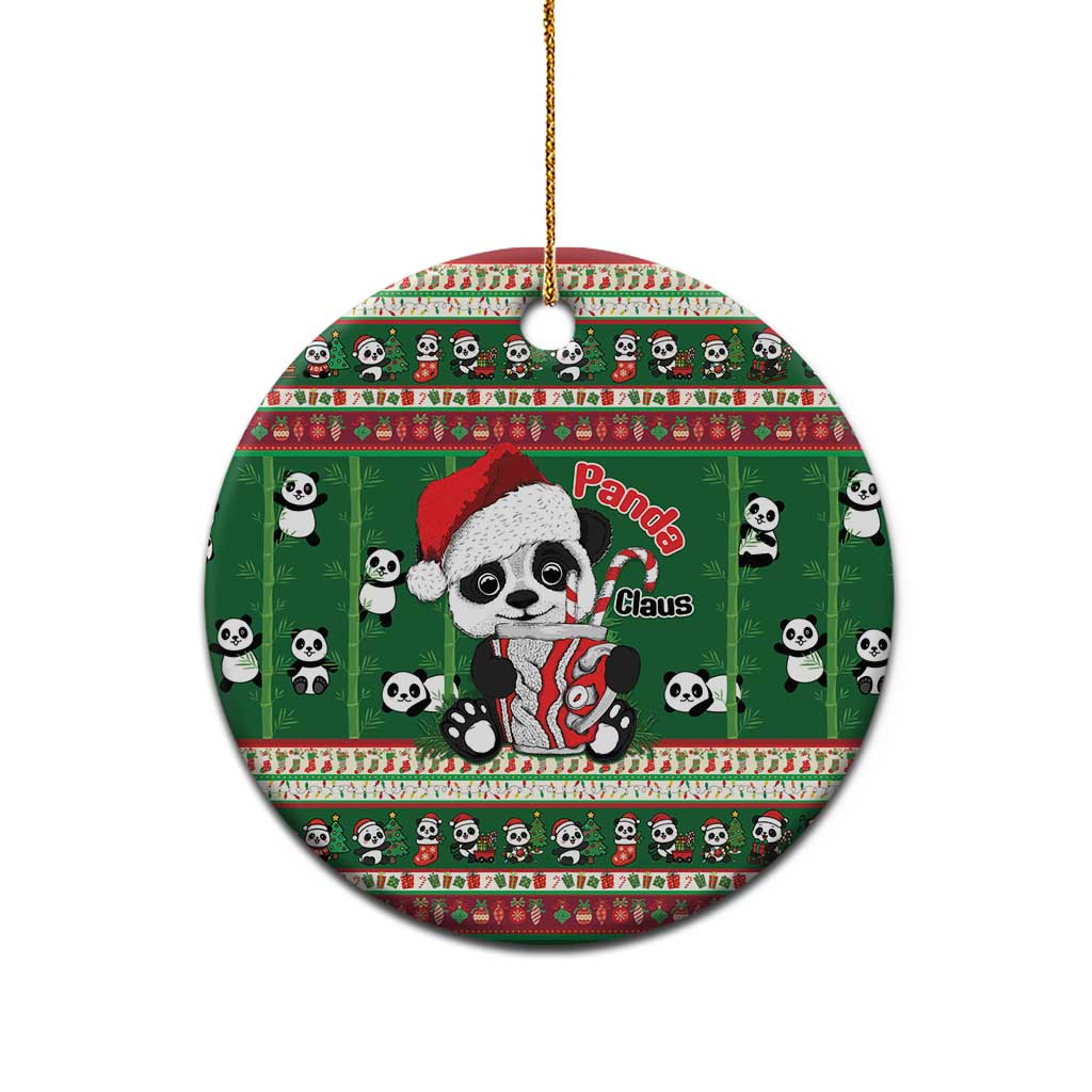 Cute Panda Claus Christmas Ceramic Ornament Panda Santa Claus - Wonder Print Shop