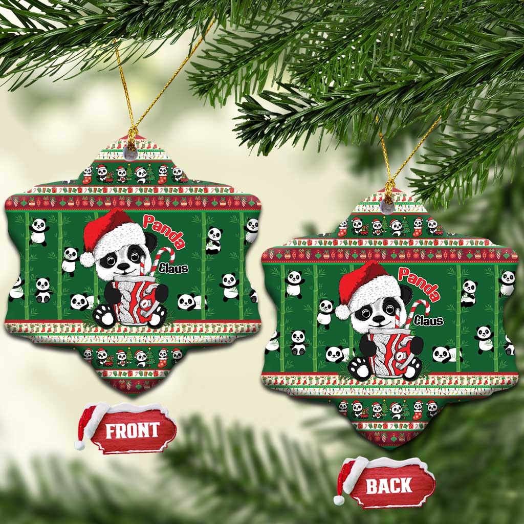 Cute Panda Claus Christmas Ceramic Ornament Panda Santa Claus - Wonder Print Shop