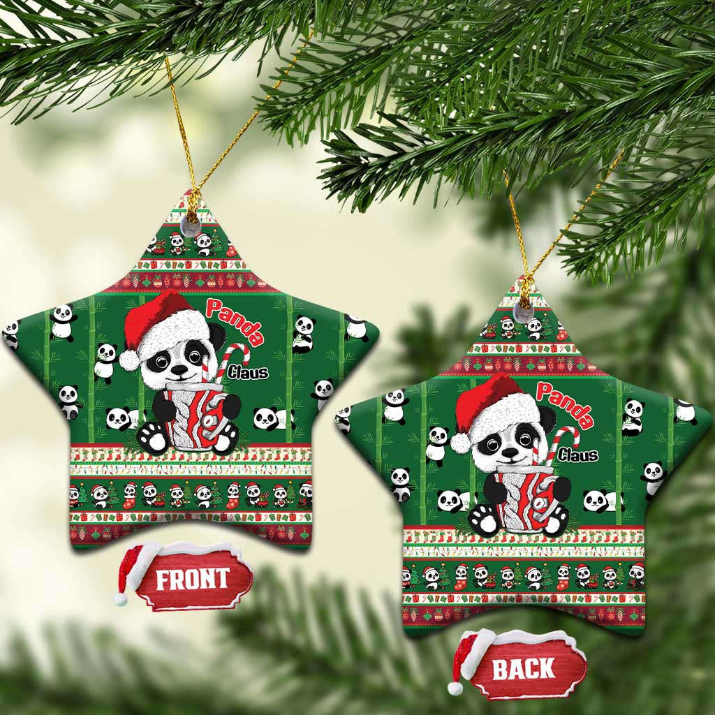 Cute Panda Claus Christmas Ceramic Ornament Panda Santa Claus - Wonder Print Shop