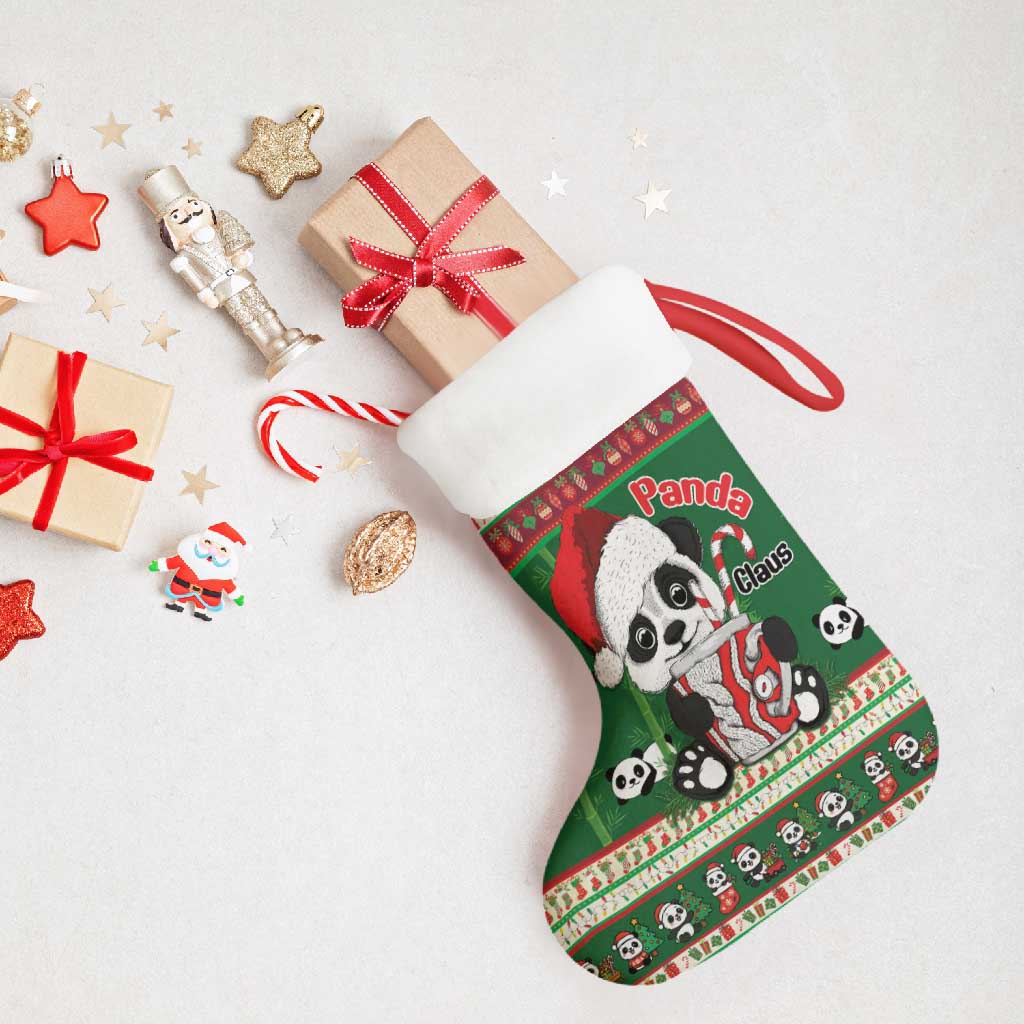 Cute Panda Claus Christmas Stocking Panda Santa Claus - Wonder Print Shop