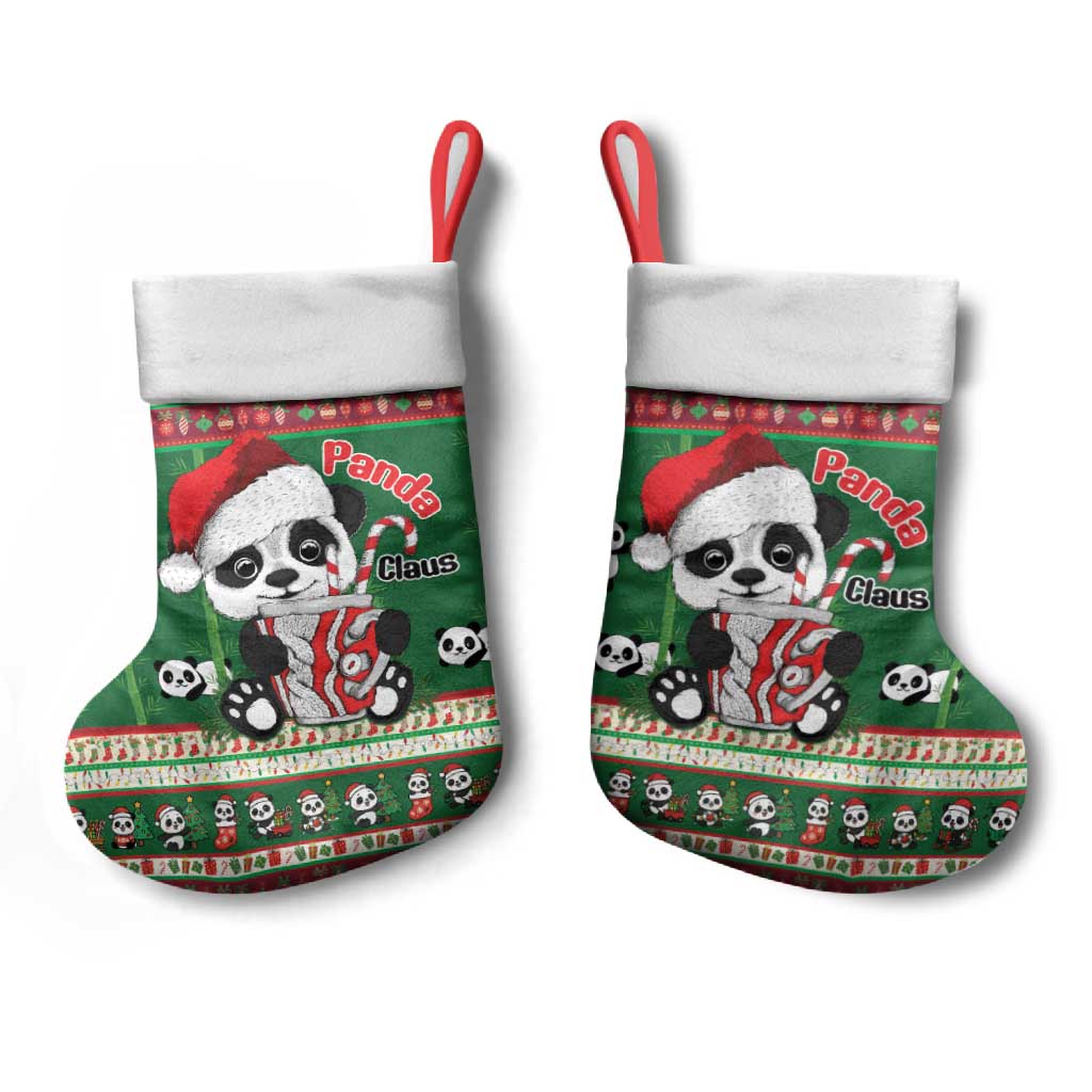 Cute Panda Claus Christmas Stocking Panda Santa Claus - Wonder Print Shop