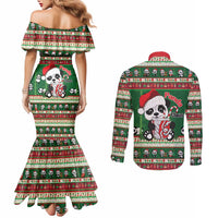 Cute Panda Claus Christmas Couples Matching Mermaid Dress and Long Sleeve Button Shirt Panda Santa Claus - Wonder Print Shop