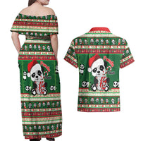Cute Panda Claus Christmas Couples Matching Off Shoulder Maxi Dress and Hawaiian Shirt Panda Santa Claus - Wonder Print Shop