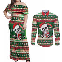 Cute Panda Claus Christmas Couples Matching Off Shoulder Maxi Dress and Long Sleeve Button Shirt Panda Santa Claus - Wonder Print Shop