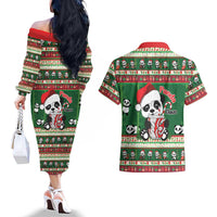 Cute Panda Claus Christmas Couples Matching Off The Shoulder Long Sleeve Dress and Hawaiian Shirt Panda Santa Claus - Wonder Print Shop