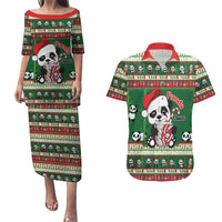 Cute Panda Claus Christmas Couples Matching Puletasi and Hawaiian Shirt Panda Santa Claus - Wonder Print Shop