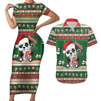 Cute Panda Claus Christmas Couples Matching Short Sleeve Bodycon Dress and Hawaiian Shirt Panda Santa Claus - Wonder Print Shop