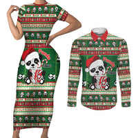 Cute Panda Claus Christmas Couples Matching Short Sleeve Bodycon Dress and Long Sleeve Button Shirt Panda Santa Claus - Wonder Print Shop