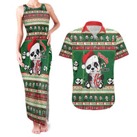 Cute Panda Claus Christmas Couples Matching Tank Maxi Dress and Hawaiian Shirt Panda Santa Claus - Wonder Print Shop