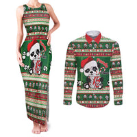 Cute Panda Claus Christmas Couples Matching Tank Maxi Dress and Long Sleeve Button Shirt Panda Santa Claus - Wonder Print Shop