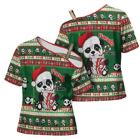 Cute Panda Claus Christmas Cross Shoulder Shirt Panda Santa Claus - Wonder Print Shop