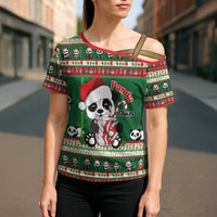 Cute Panda Claus Christmas Cross Shoulder Shirt Panda Santa Claus - Wonder Print Shop