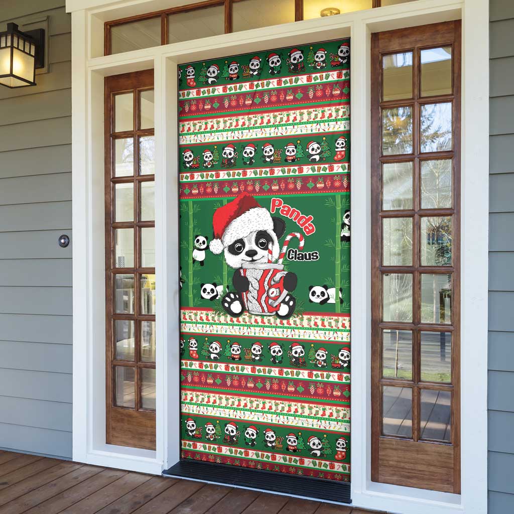 Cute Panda Claus Christmas Door Cover Panda Santa Claus - Wonder Print Shop