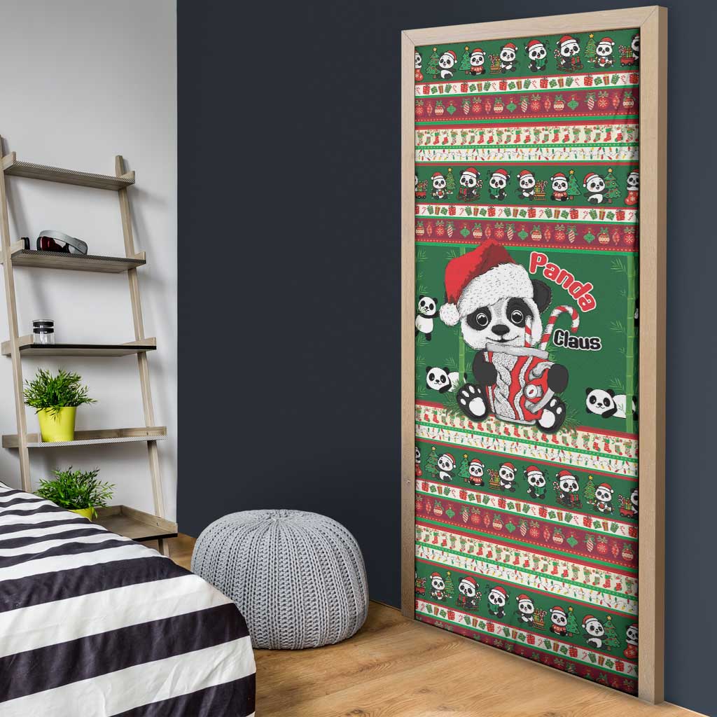 Cute Panda Claus Christmas Door Cover Panda Santa Claus - Wonder Print Shop