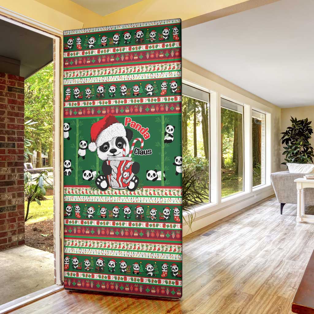 Cute Panda Claus Christmas Door Cover Panda Santa Claus - Wonder Print Shop