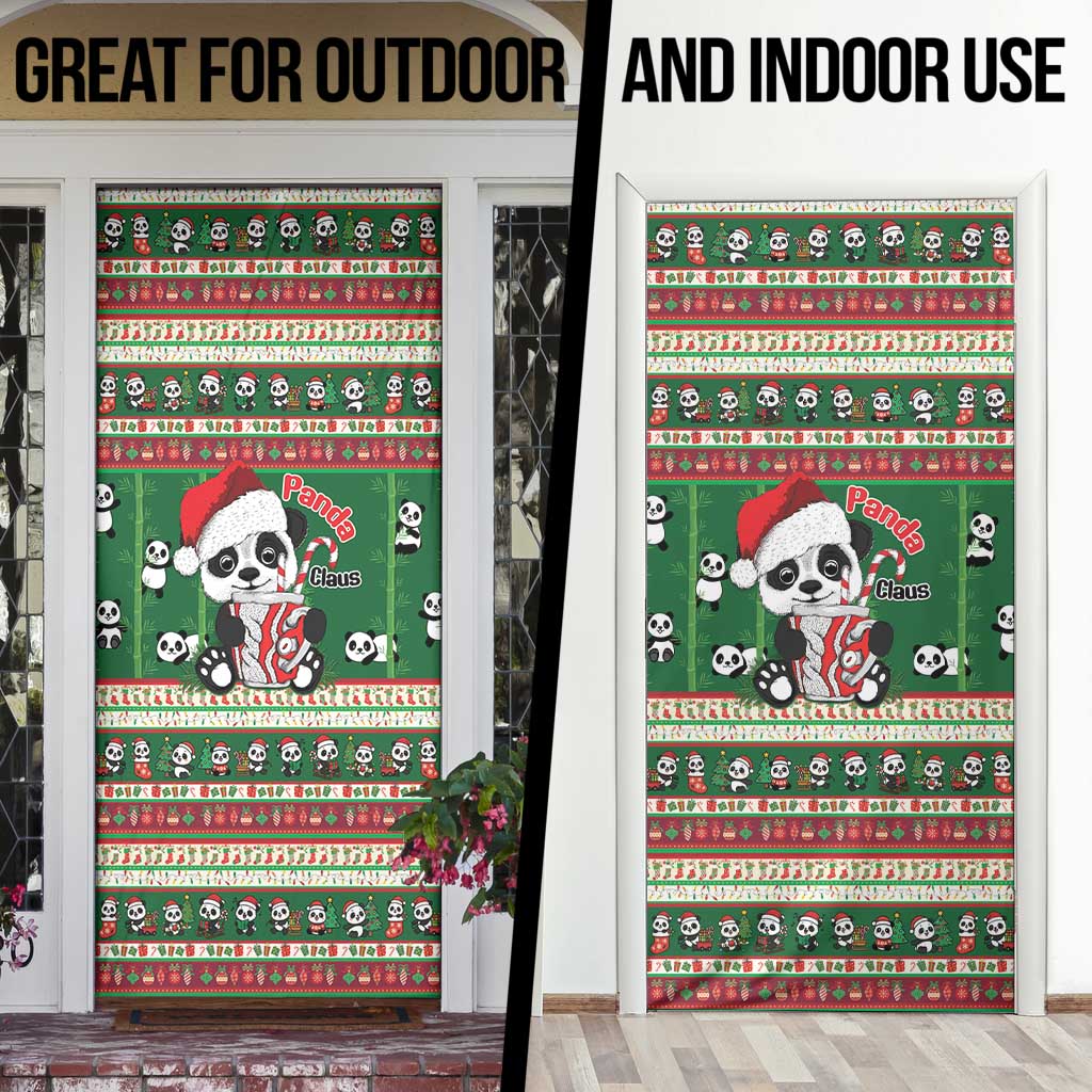Cute Panda Claus Christmas Door Cover Panda Santa Claus - Wonder Print Shop